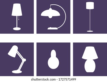 iconos vectoriales de iluminación doméstica para la interfaz de usuario de sitios web o aplicaciones móviles