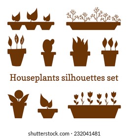 vector houseplants silhouette set