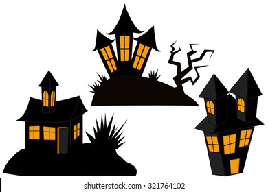 Vector houses for halloween pictures