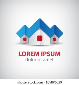 vector houses origami paper icon, logo isolated