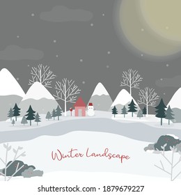 vector de viviendas, carreteras y bosques cubiertos de nieve