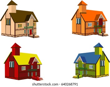Vector houses set isolated on white