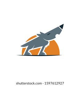 Vector Howling Wolf Logo Illustration