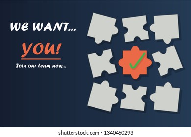 Vector HR job recruitment gradient background template with create outline text.