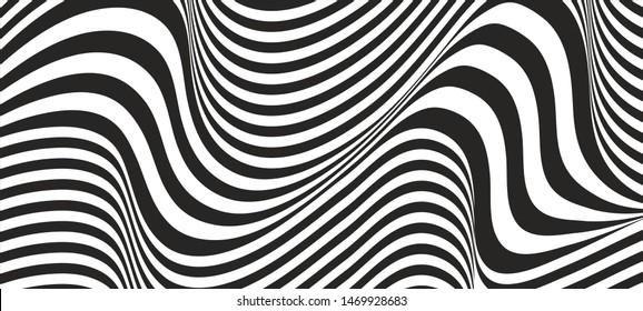 Vector of hrizontal background with black and white wavy stripes