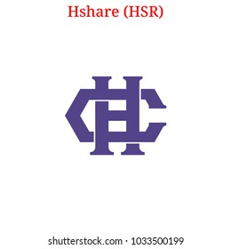 Vector Hshare (HSR) digital cryptocurrency logo. Hshare (HSR) icon. Vector illustration isolated on white background.