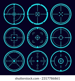 Vector HUD Zielfokus-Scharfschütze. Futuristischer Kreis Zielrahmen. UI-Interface sci-fi Fokus Hologramm.