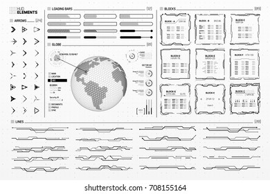 Vector HUD Elements Set for Futuristic User Interface