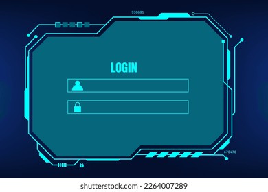 Vector HUD form login password user interface HUD design for security technology background