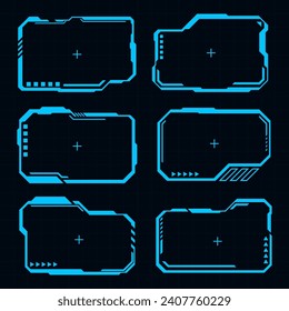 Vector HUD frame technology futuristic interface element. Focus sci-fi square shape design