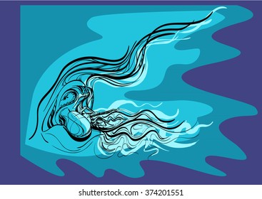 vector hugging people curl blue wave couple outline embrace in the rain hugs under the water waves