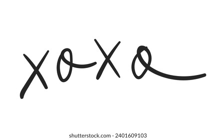 Vector hugs and kisses on white background