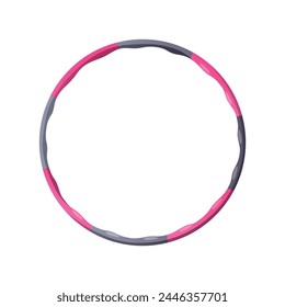 Vector hula hoop illustration in pink and grey colors for exercise, fitness.
