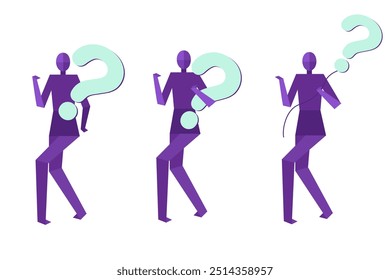 Vector human abstract figures with question marks. 