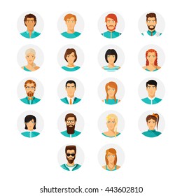 Vector human avatar set in modern flat style