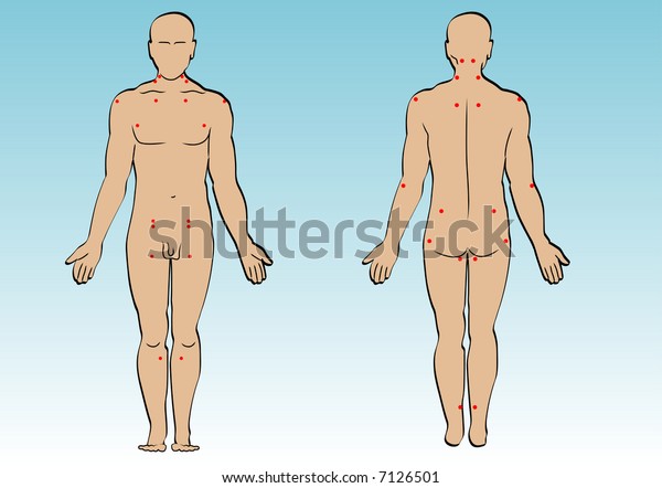 Vector of a human\
body with pressure\
points