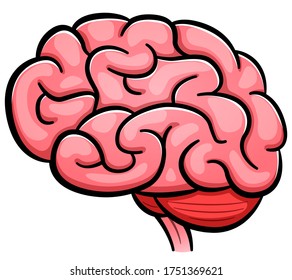 Vector human brain cartoon isolated