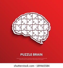 Vector Human Brain Composed Of A Puzzle.