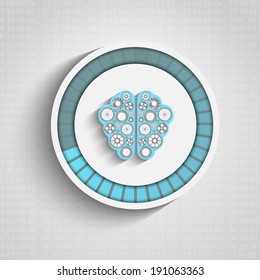 Vector human brain icon with gears and progress bar