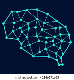 Vector Human Brain Scan Flat Icon. Artificial Intelligence Icon Isolated On Dark Background. Authentication Technology Web Graphics