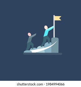 vector of human character trying to reach the pinnacle of success, symbolizing one's success is a struggle