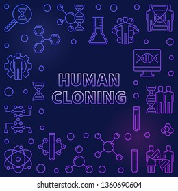 Vector Human Cloning colorful outline square frame or illustration on dark background