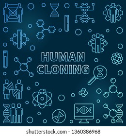Vector Human Cloning outline blue illustration on dark background