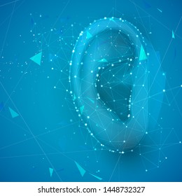 vector human ear. hearing treatment, plastic surgery, implantation