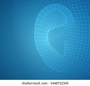 vector human ear. hearing treatment, plastic surgery, implantation