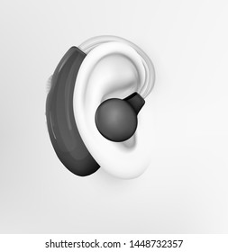 vector human ear. hearing treatment, plastic surgery, implantation