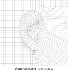 vector human ear. hearing treatment, plastic surgery, implantation