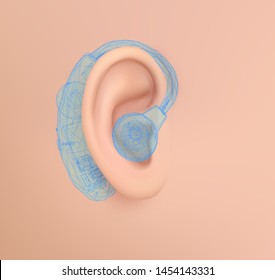 vector human ear. hearing treatment, plastic surgery, implantation