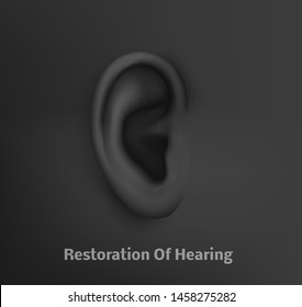 vector human ear. hearing treatment, plastic surgery, implantation