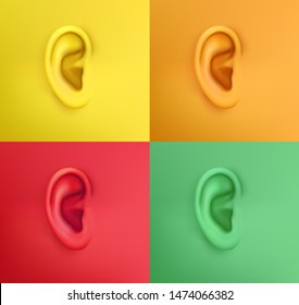 vector human ear. hearing treatment, plastic surgery, implantation. multicolor set. your personality