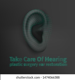 vector human ear. hearing treatment, plastic surgery, implantation