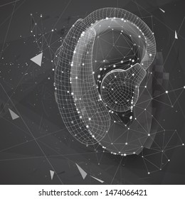 vector human ear. hearing treatment, plastic surgery, implantation