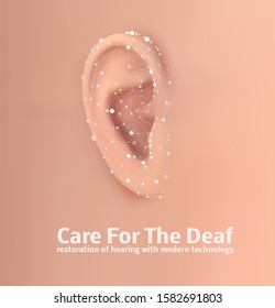 vector human ear. hearing treatment, plastic surgery, implantation