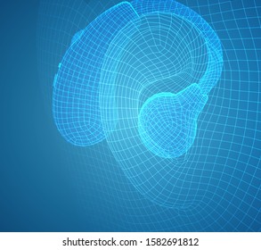 vector human ear. hearing treatment, plastic surgery, implantation