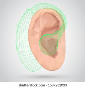 vector human ear. hearing treatment, plastic surgery, implantation