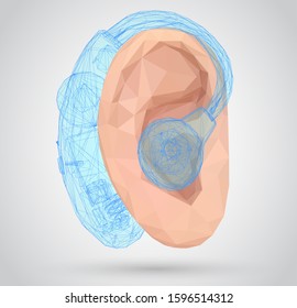 vector human ear. hearing treatment, plastic surgery, implantation