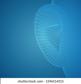 vector human ear. hearing treatment, plastic surgery, implantation