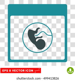 Vector Human Embryo Calendar Page EPS vector pictogram. Illustration style is flat iconic bicolor soft blue symbol on a transparent background.