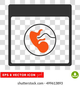 Vector Human Embryo Calendar Page EPS vector pictogram. Illustration style is flat iconic bicolor orange and gray symbol on a transparent background.
