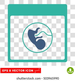 Vector Human Embryo Calendar Page EPS vector pictogram. Illustration style is flat iconic bicolor cobalt and cyan symbol on a transparent background.