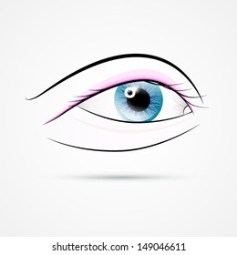 Vector Human Eye Isolated on Grey Background