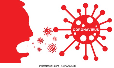 Vector de la cara humana de una persona enferma de coronavirusa contagiosa que estornuda los coronavirus. Ilustración vectorial del icono Coronavirus. Antecedentes médicos y médicos.
