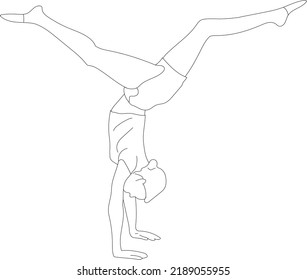 Vector human figure, gym silhouette doing a headstand.
Athlete vector people illustration.