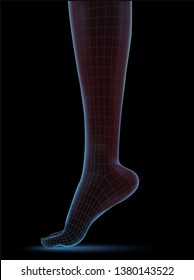 vector human foot. blue contour and red spots of pain. ready element for medicine and orthopedics