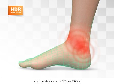 vector human foot.red spots of pain. ready element for medicine and orthopedics