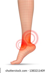 vector human foot.red spots of pain. ready element for medicine and orthopedics